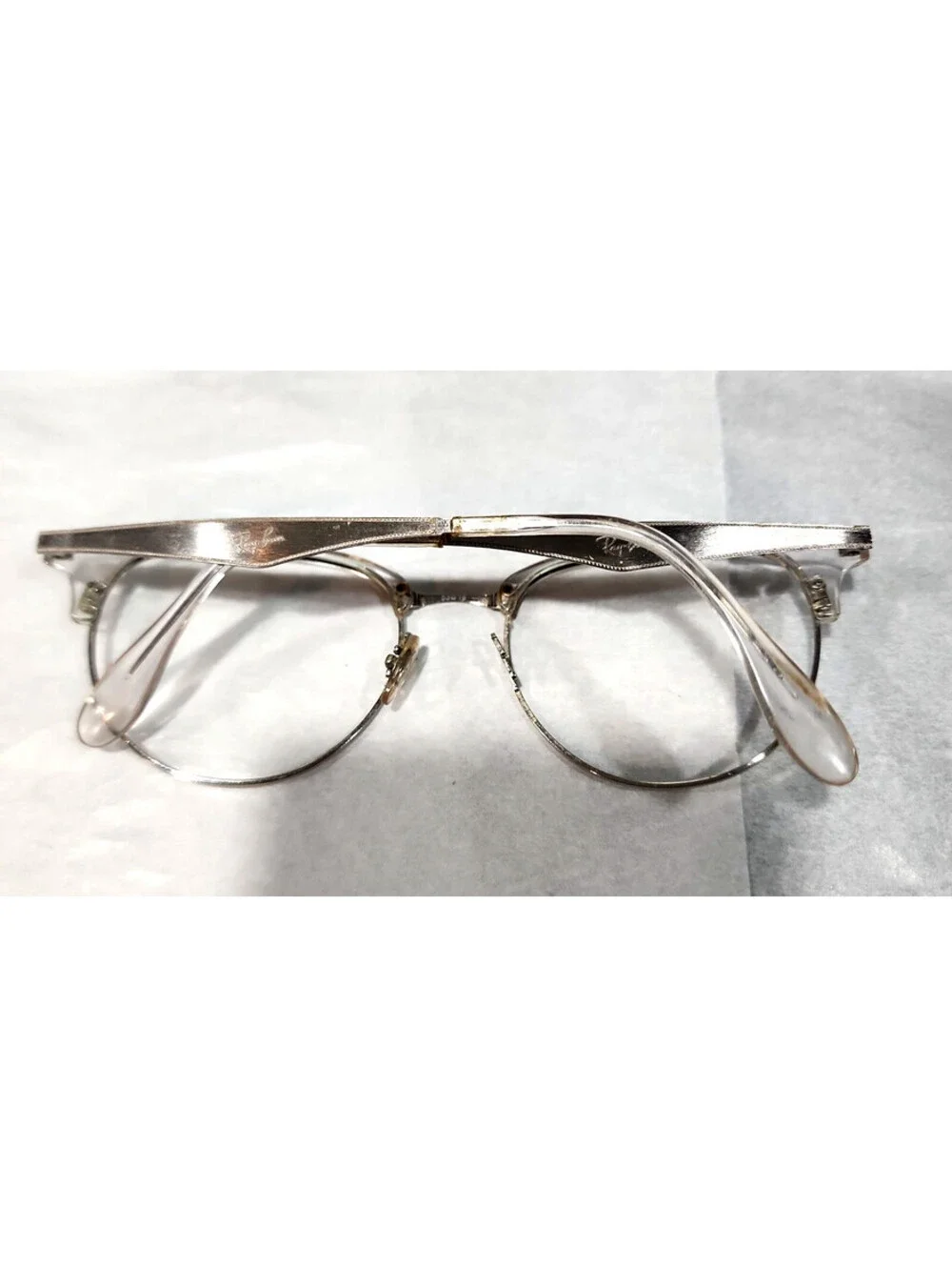 Ray Ban RB6396 2936 No Nose Pad Clear Silver Metal Round Eyeglasses 53-19 145
